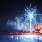 fireworks over Lake Disney at Disneyland Paris