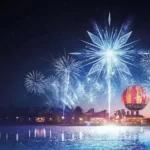 fireworks over Lake Disney at Disneyland Paris