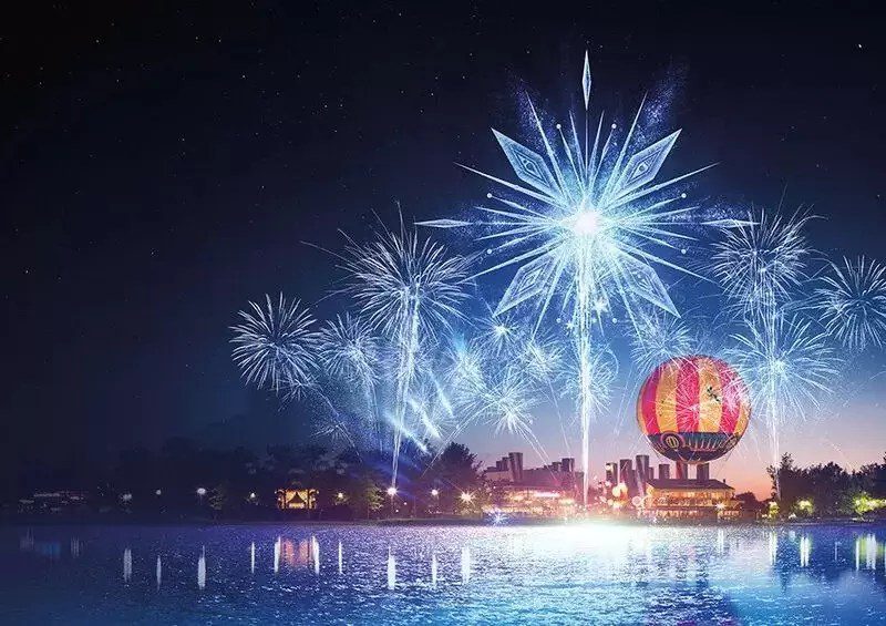 fireworks over Lake Disney at Disneyland Paris