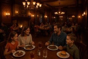 Guests enjoying grilled dishes at Silver Spur Steakhouse