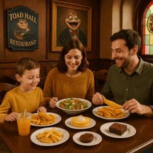 Guests enjoying traditional British meals at Toad Hall Restaurant
