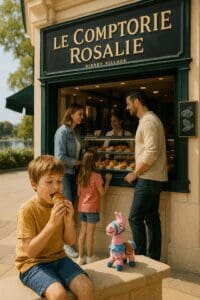 Guests ordering at Le Comptoir Rosalie takeaway window