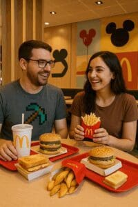 McDonald’s tray with deluxe potatoes and burger at Disneyland Paris