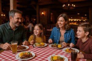 family enjoying billy bobs buffet tex-mex